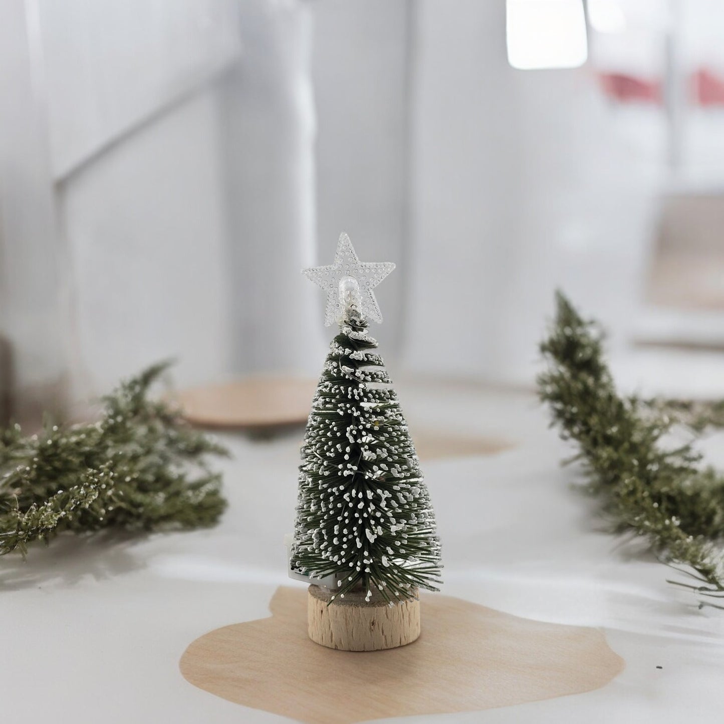 Tabletop 5.5" Mini Christmas Tree with Wood Base