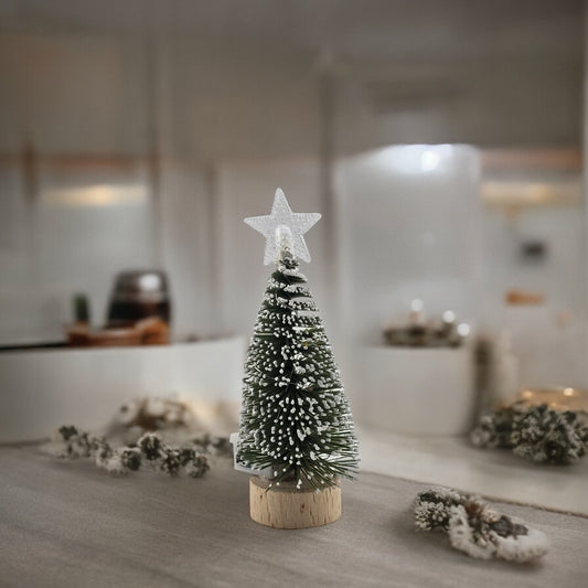 Tabletop 5.5" Mini Christmas Tree with Wood Base