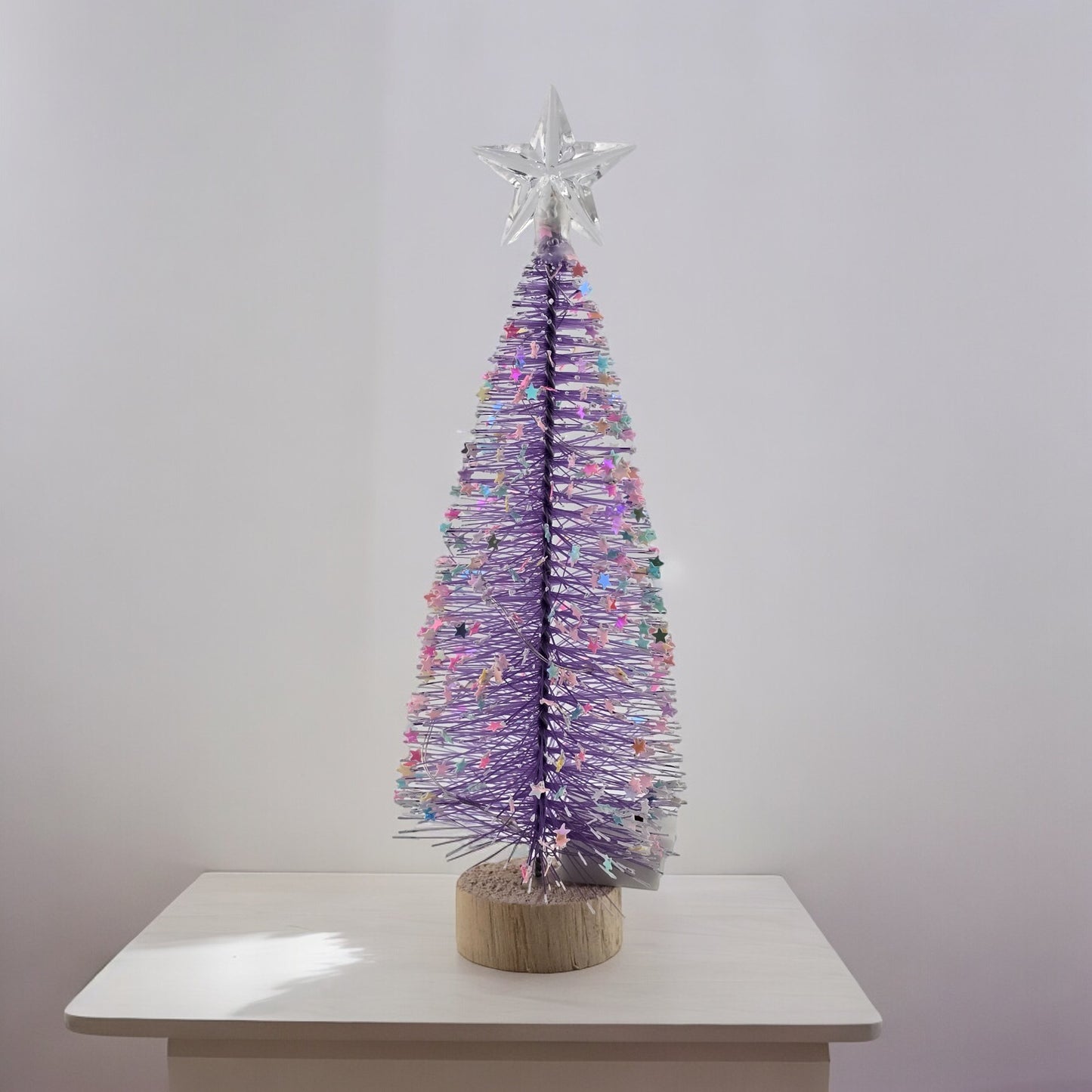 Tabletop 6.5" Purple Mini Christmas Tree with Wood Base