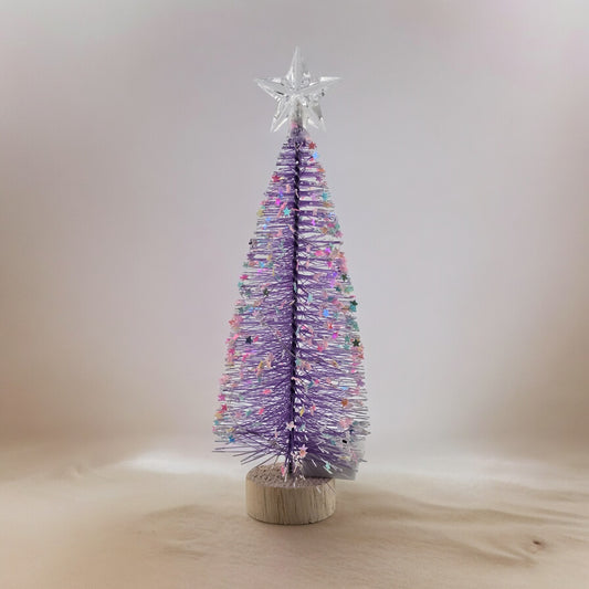 Tabletop 6.5" Purple Mini Christmas Tree with Wood Base