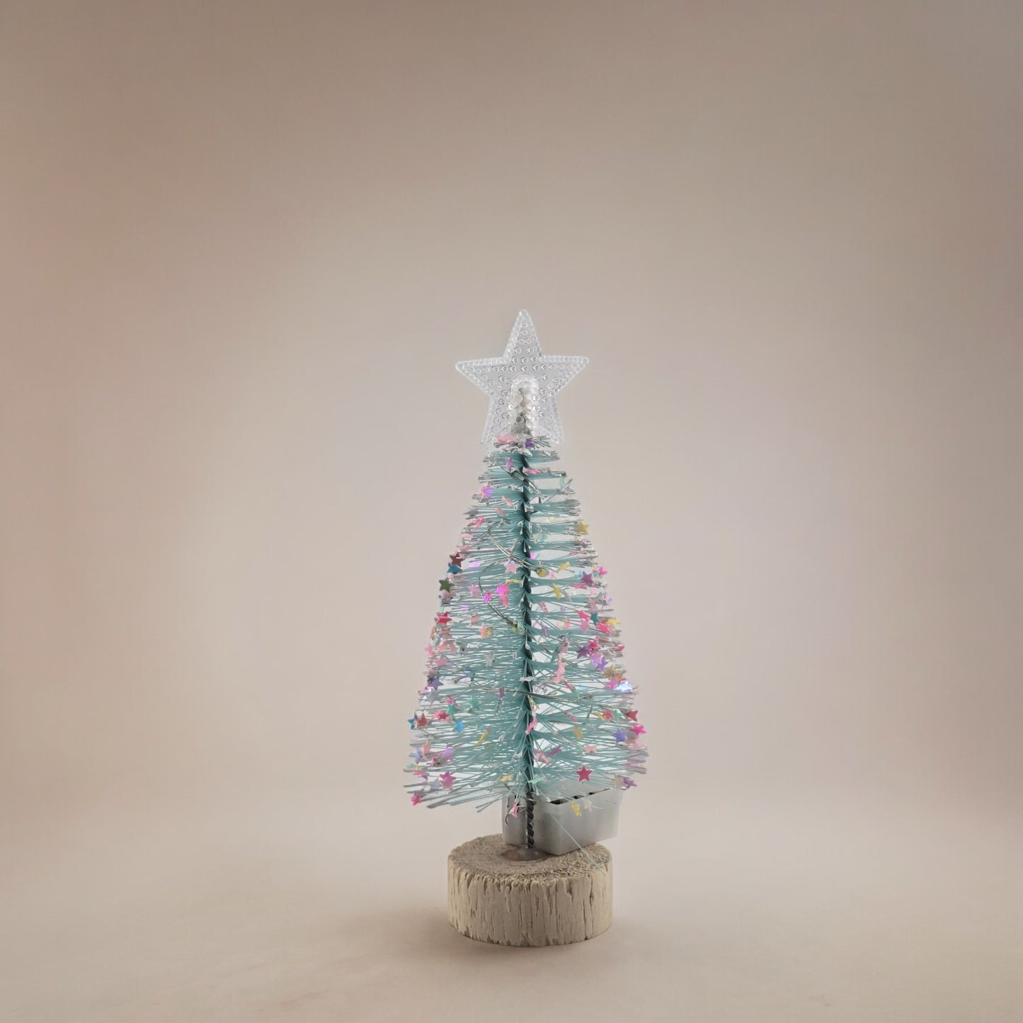 Tabletop 5.5" Aqua Mini Christmas Tree with Wood Base