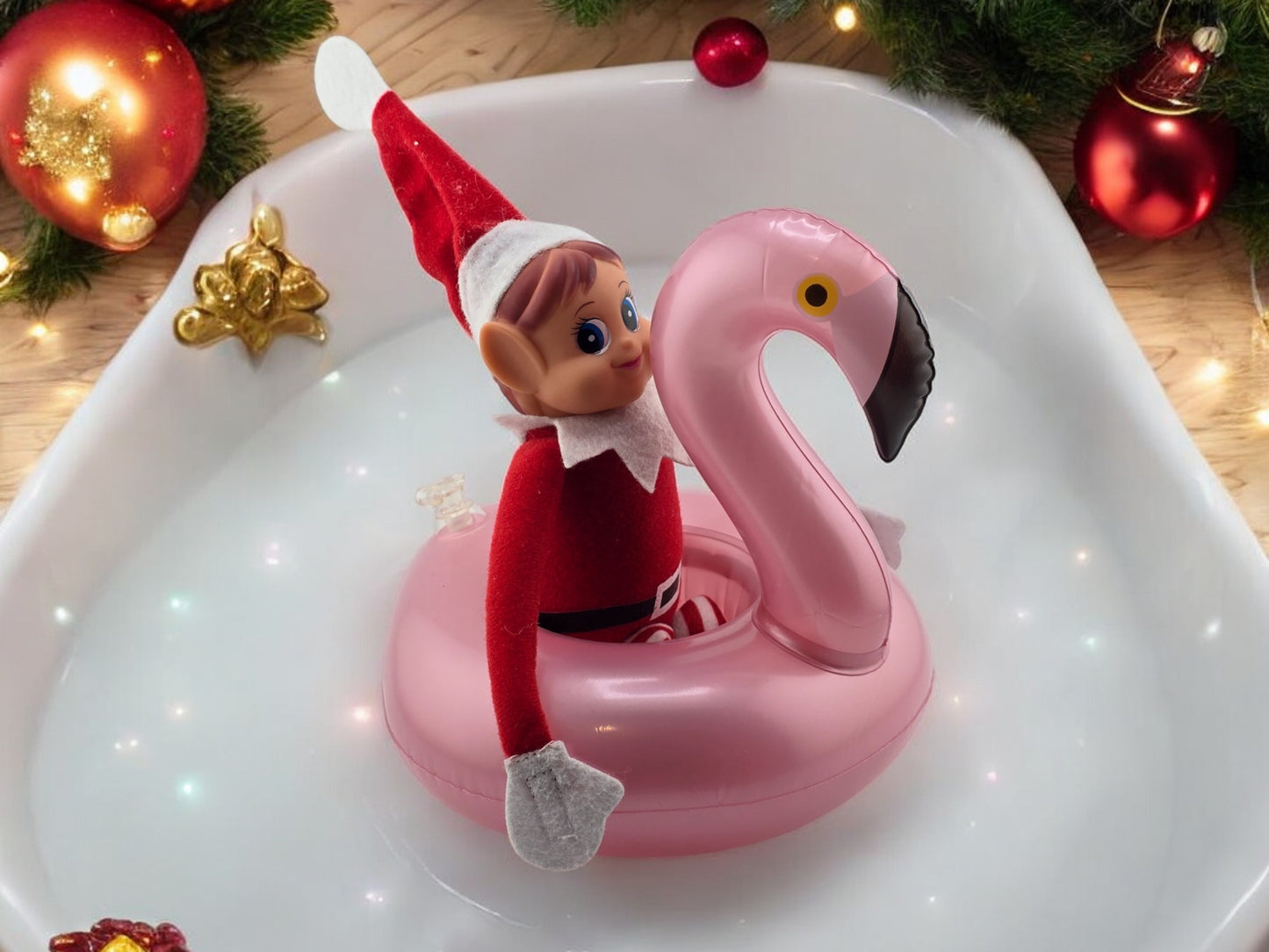 Inflatable Flamingo Elf Float