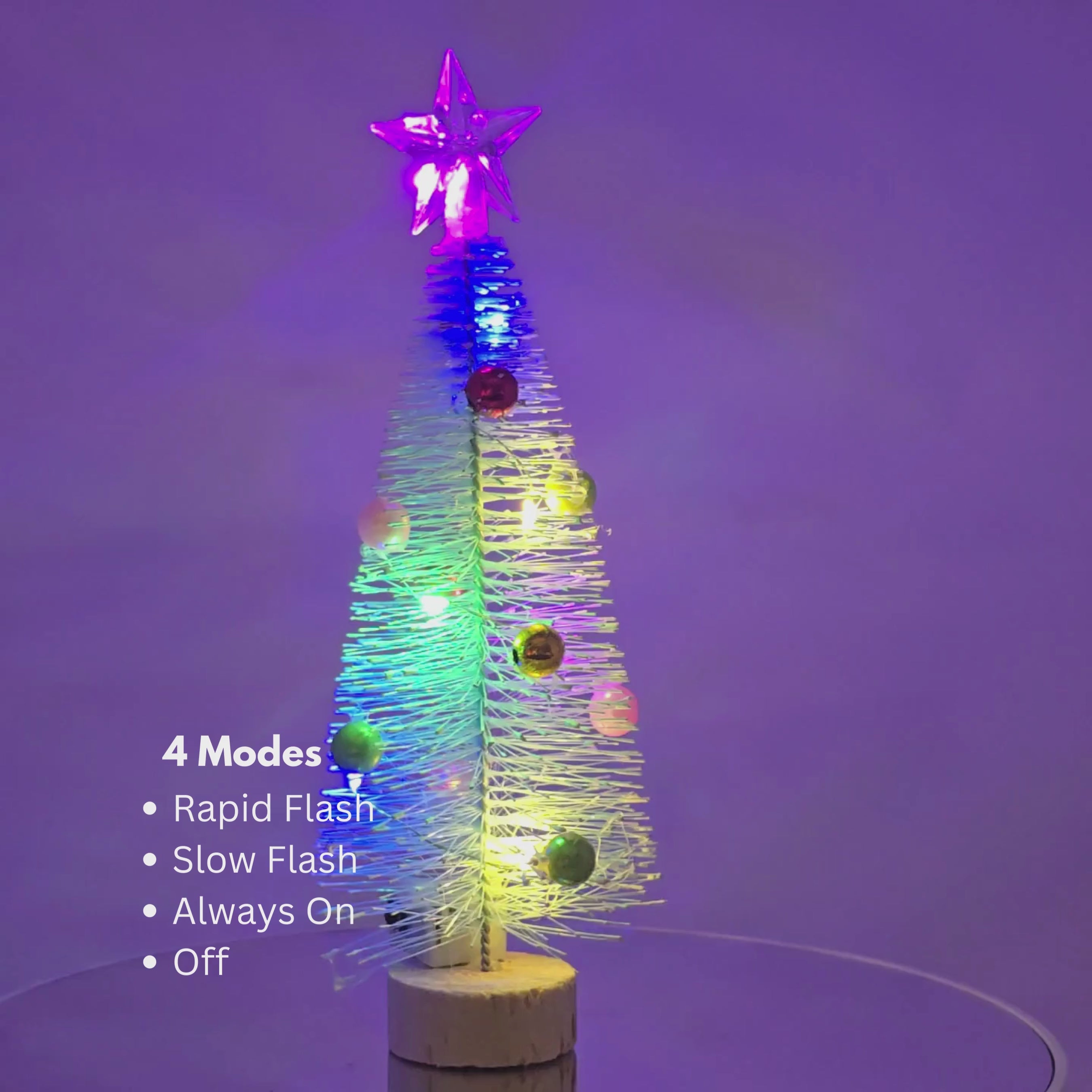 Tabletop 5.5" Pink Mini Christmas Tree with Wood Base