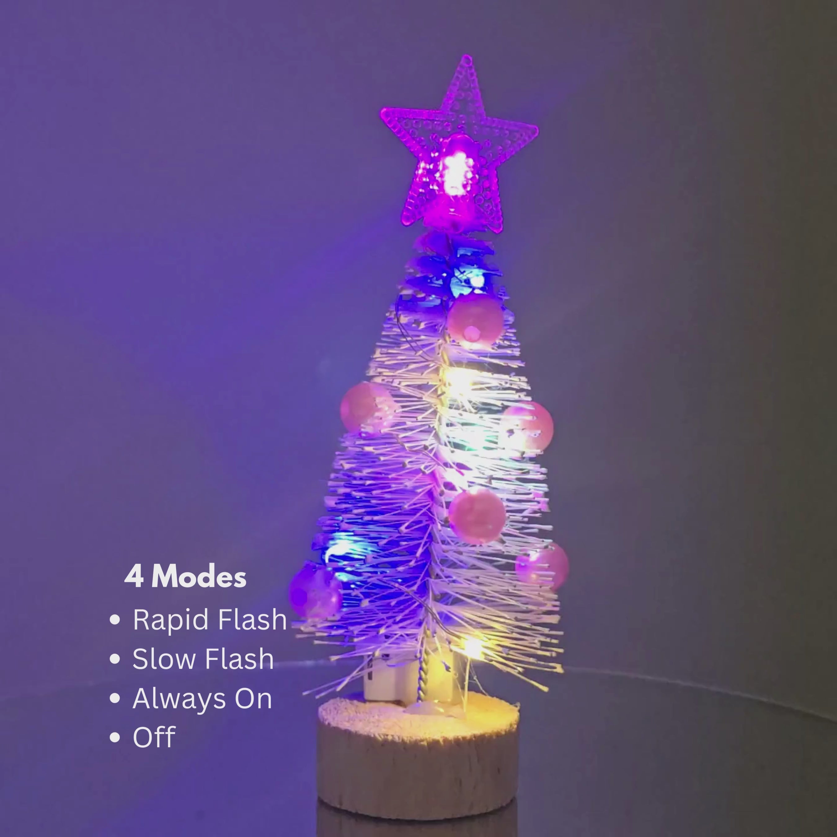 Tabletop 5.5" Aqua Mini Christmas Tree with Wood Base