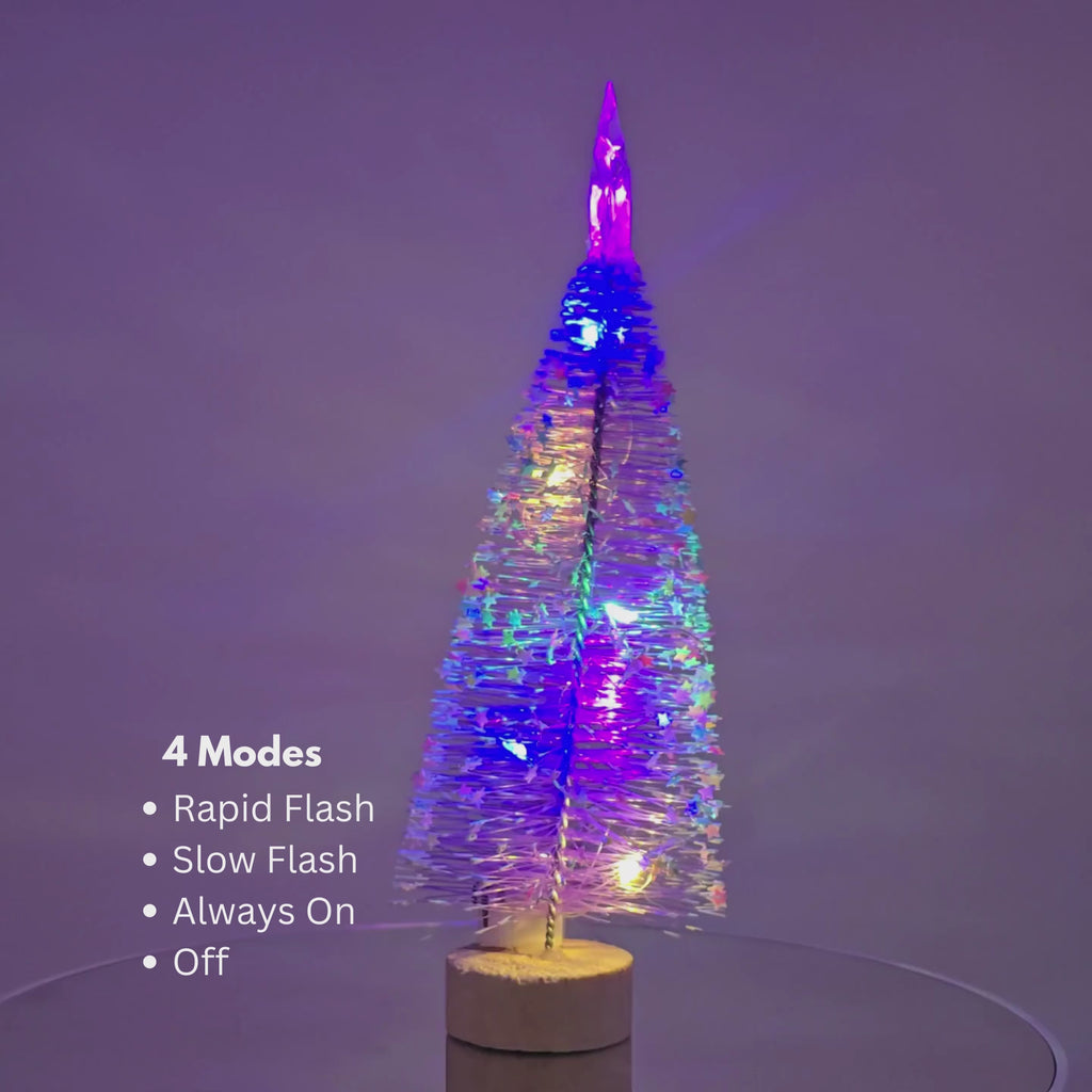 Tabletop 6.5" Purple Mini Christmas Tree with Wood Base